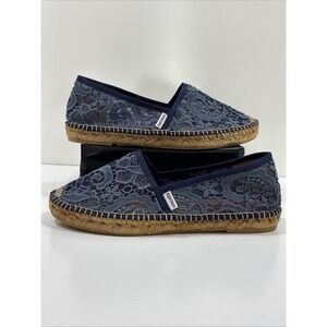 Viscata Shoes Womens 8.5 (39) Slide Slip On Casual Blue Crochet Lace Loafer Navy
